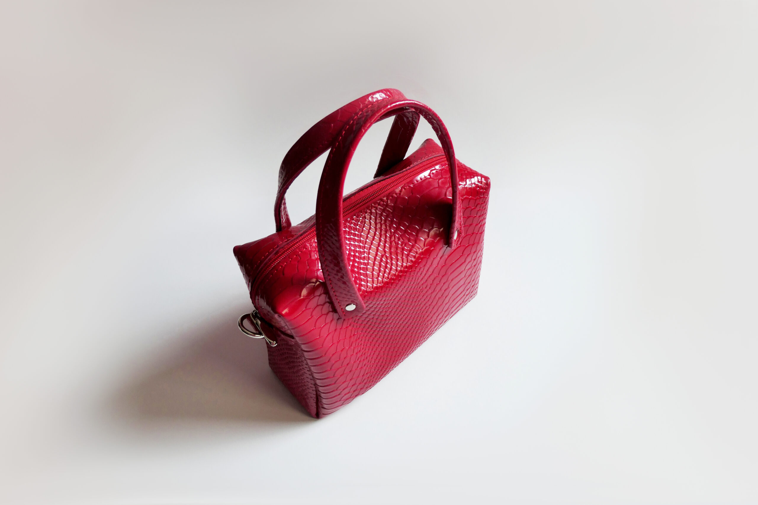 Torebka damska Big PuffBag czerwona ze skóry naturalnej - obrazek 5