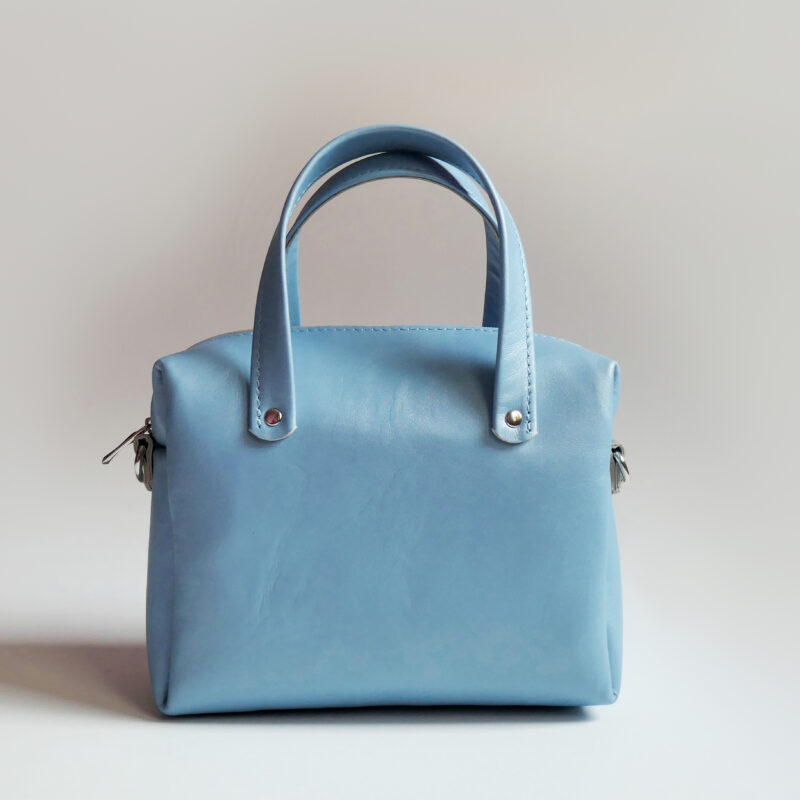 Torebka damska Big PuffBag niebieska ze skóry naturalnej